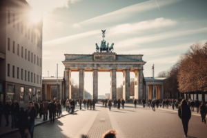 Das Bild zeigt das ikonische Brandenburger Tor in Berlin mit Touristen und Einheimischen im Hintergrund. Berlin ist die bevölkerungsreichste Stadt Deutschlands und bietet eine Fülle von Wohnmöglichkeiten. Ob man ein Haus oder eine Wohnung kaufen möchte, es gibt zahlreiche Optionen in jedem Stadtteil der Stadt. Während viele Menschen in Berlin mieten, gibt es auch viele Möglichkeiten zum Kauf von Immobilien für diejenigen, die langfristig in der Stadt bleiben möchten.