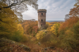 Der Grunewaldturm steht hoch inmitten des Grunewaldwaldes und bietet einen atemberaubenden Blick auf die umliegende Natur.