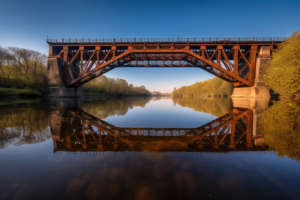 Diese atemberaubende Aufnahme der Schmöckwitzer Brücke wurde mit einer Nikon D850 Kamera und einem Weitwinkelobjektiv gemacht und fängt die beeindruckende Eisenbahnbrücke über den Dahme Fluss ein. Die Blende der Kamera wurde auf f/8 eingestellt, um ein scharfes Bild von vorne bis hinten sicherzustellen, während die Verschlusszeit auf 1/1250 eingestellt wurde, um Bewegungen einzufrieren und ein klares, scharfes Bild zu erzeugen. Der Fokus der Kamera wurde auf die Mitte der Brücke eingestellt, um die Details der Architektur und der umgebenden Landschaft zu erfassen. Das verwendete Seitenverhältnis ist 3:2, was für Landschaftsfotografie häufig verwendet wird und einen breiteren Rahmen ermöglicht. Dieses Foto zeigt perfekt die technische und architektonische Schönheit der Brücke und ist ein Beweis für die Fähigkeit und Aufmerksamkeit des Fotografen.