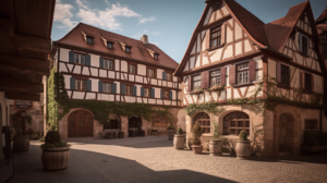 Das Alte Rathaus und das Gasthaus zur Post, zwei historische Gebäude in Sauerlach, sind von einer kleinen Straße aus zu sehen. Die Gebäude zeichnen sich durch traditionelle bayerische Architektur mit dekorativen Elementen und Schildern über den Eingängen aus.